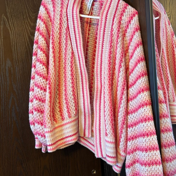 Striped Pink and White Knit Cardigan - Picture 2 of 4